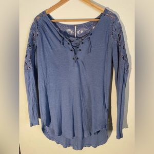 Free people blue long sleeve shirt